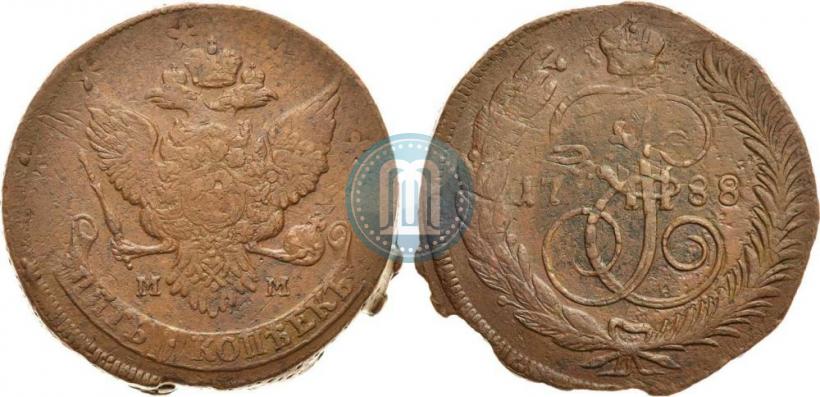 Фото 5 копеек 1788 года ММ 