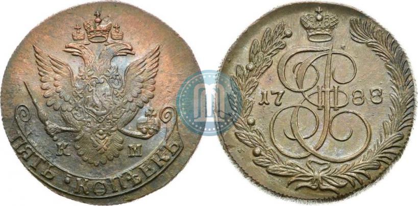 Фото 5 копеек 1788 года КМ 