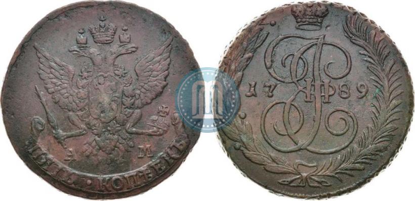 Фото 5 копеек 1789 года АМ 