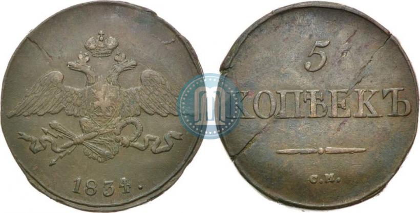 Picture 5 kopecks 1834 year СМ 