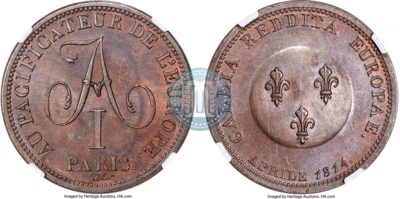 Picture 2 franks 1814 year  "In memory of the Emperor Aleksander I"