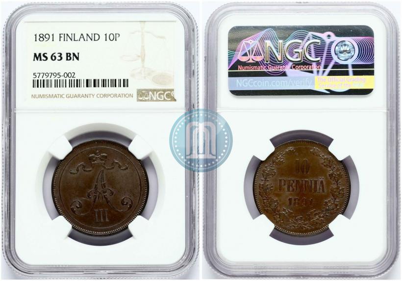 Picture 10 pennia 1891 year  