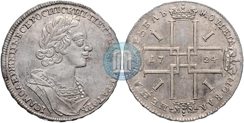 Фото 1 рубль 1724 года  "Портрет в античных доспехах"
