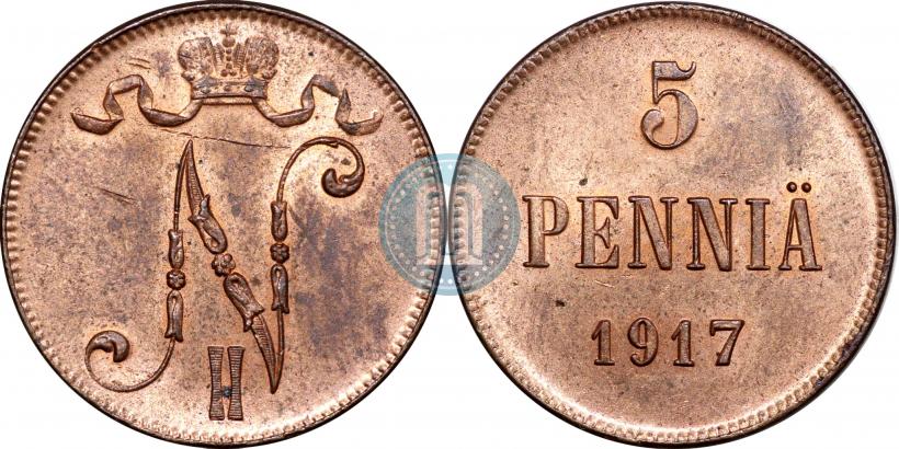 Picture 5 pennia 1917 year  