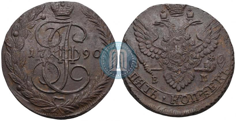 Picture 5 kopecks 1790 year ЕМ 