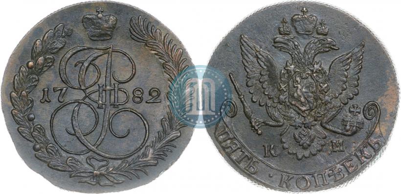 Фото 5 копеек 1782 года КМ 