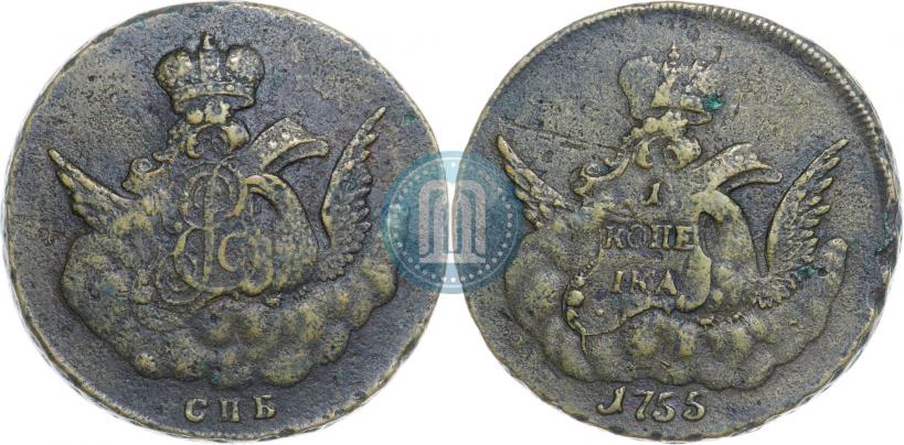 Picture 1 kopeck 1755 year СПБ 