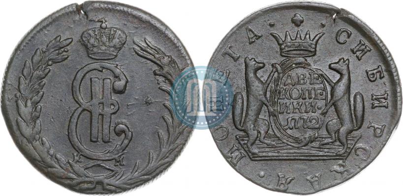 Фото 2 копейки 1772 года КМ 