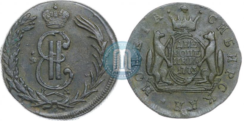 Фото 2 копейки 1773 года КМ 