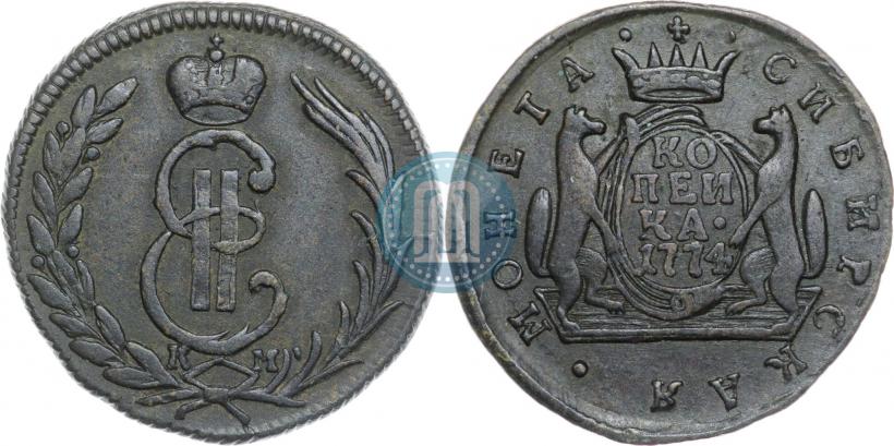 Фото 1 копейка 1774 года КМ 