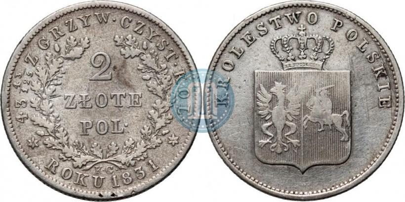 Picture 2 złote 1831 year KG "Polish uprising"