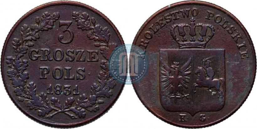Picture 3 grosze 1831 year KG "Polish uprising"