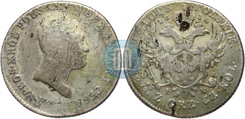 Фото 2 злотых 1816 года IB 
