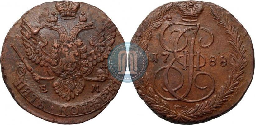 Picture 5 kopecks 1788 year ЕМ 