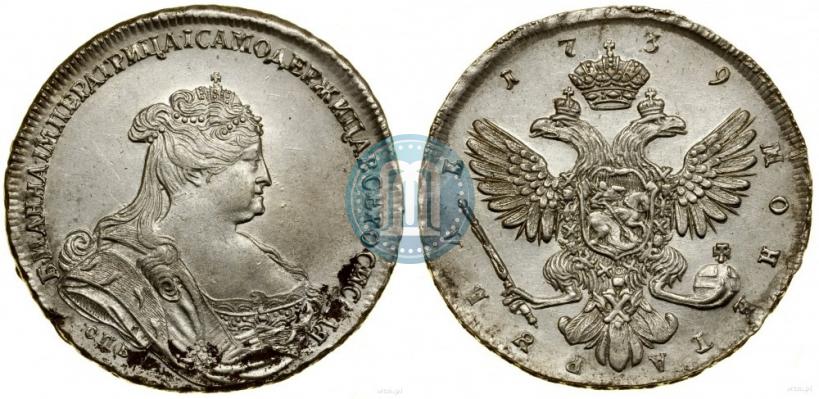 Фото 1 рубль 1739 года СПБ "Петербургский тип"