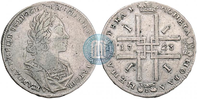 Фото 1 рубль 1723 года  "Портрет в античных доспехах"