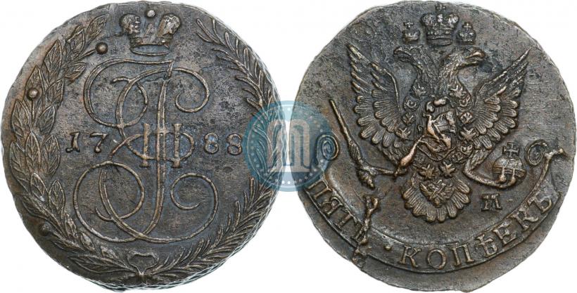 Picture 5 kopecks 1788 year ЕМ 