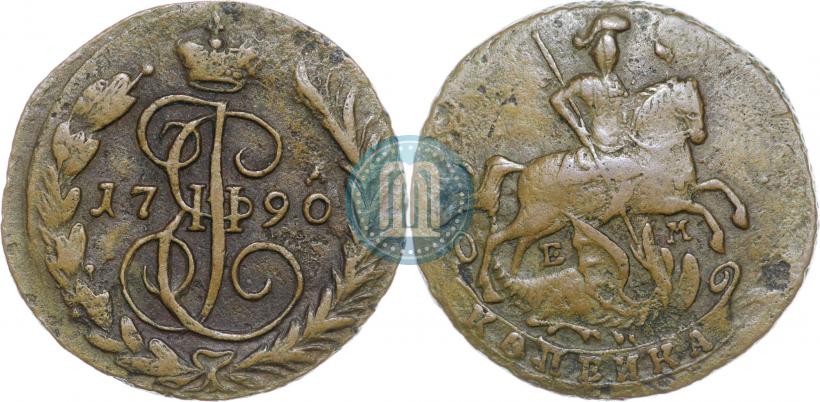 Picture 1 kopeck 1790 year ЕМ 