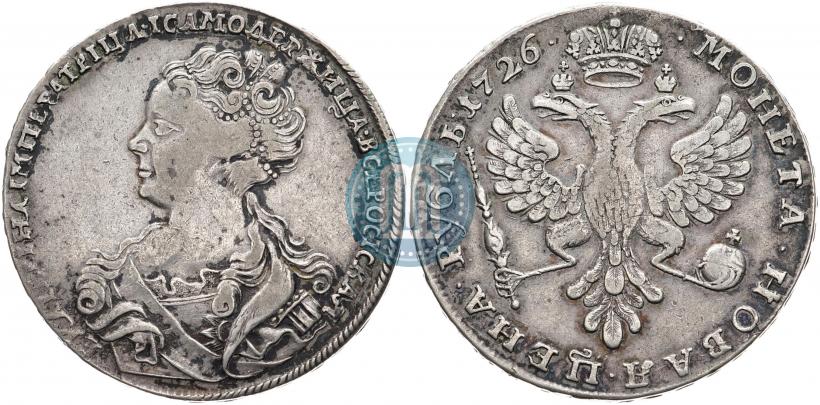 Picture 1 rouble 1726 year  "Moscow type, portrait turned to the left"