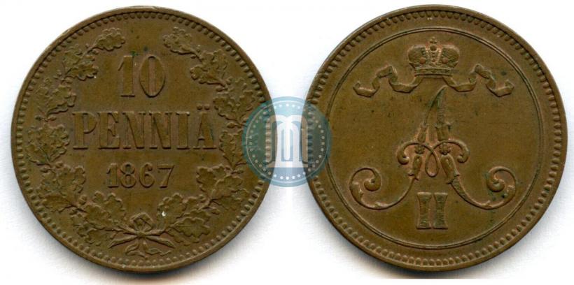 Фото 10 пенни 1867 года  