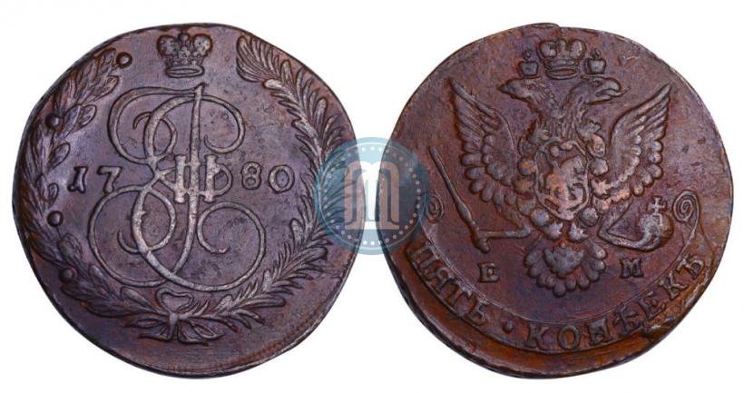 Фото 5 копеек 1780 года ЕМ 