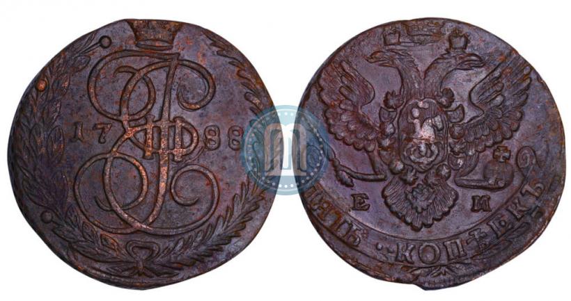 Picture 5 kopecks 1788 year ЕМ 