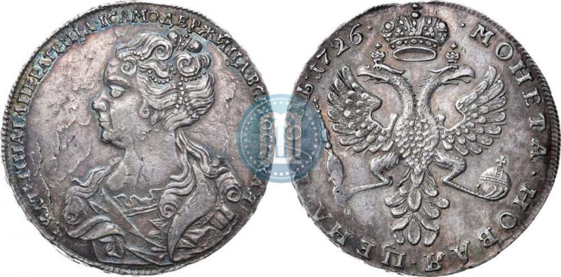 Picture 1 rouble 1726 year  "Moscow type, portrait turned to the left"