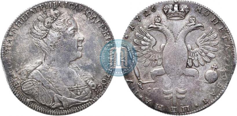 Picture 1 rouble 1726 year СПБ "Petersburg type, portrait turned to the right"
