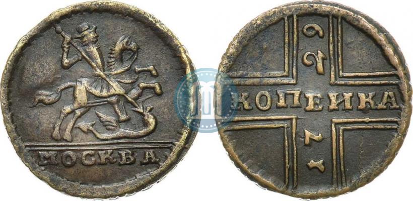 Фото 1 копейка 1729 года МОСКВА 
