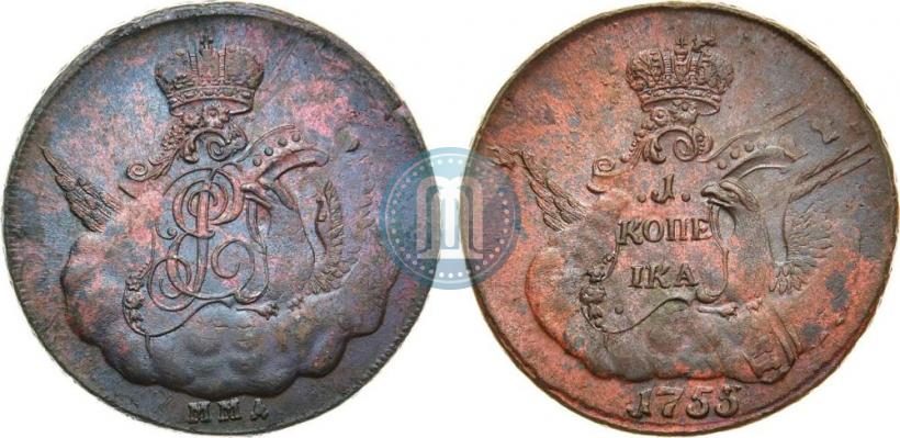 Picture 1 kopeck 1755 year ММД 