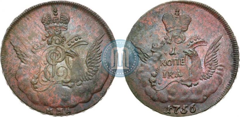 Picture 1 kopeck 1756 year ММД 