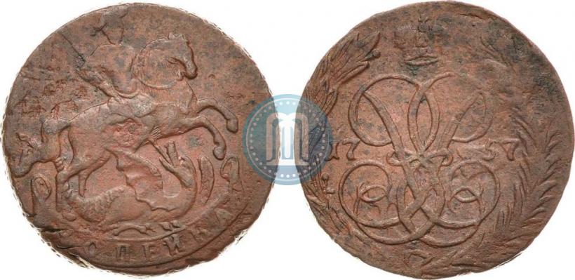 Picture 1 kopeck 1757 year  