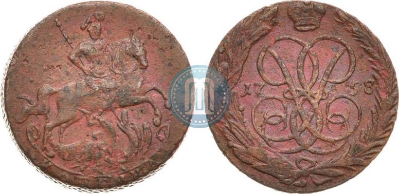 Picture 1 kopeck 1758 year  