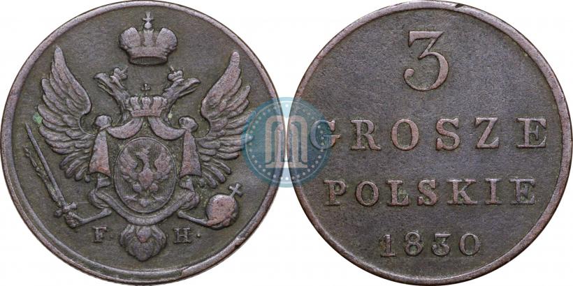 Фото 3 гроша 1830 года FH 
