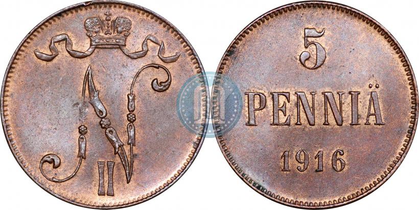 Picture 5 pennia 1916 year  
