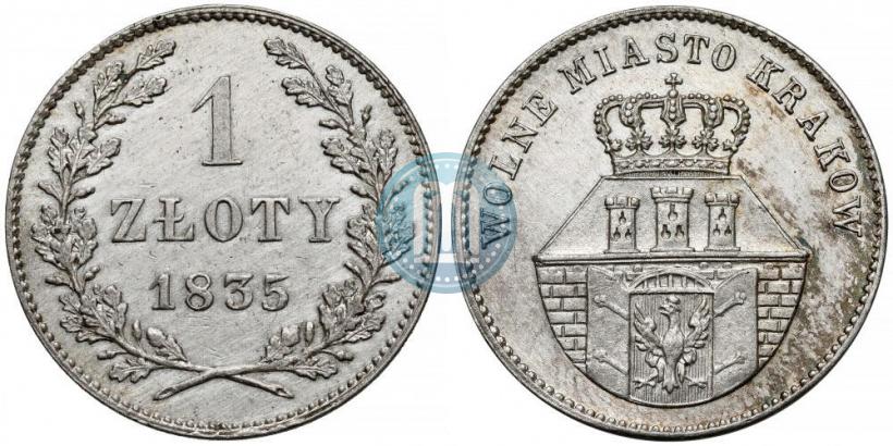 Picture 1 złoty 1835 year  "Free city of Kraków"