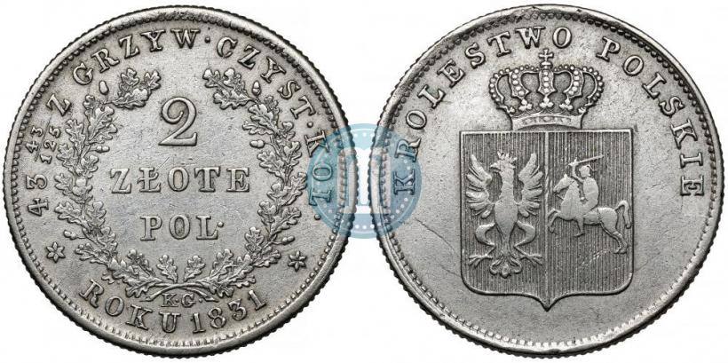 Picture 2 złote 1831 year KG "Polish uprising"
