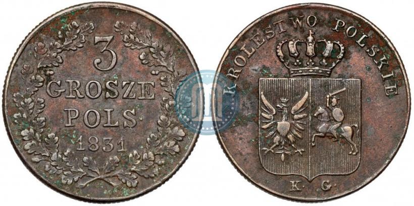 Picture 3 grosze 1831 year KG "Polish uprising"