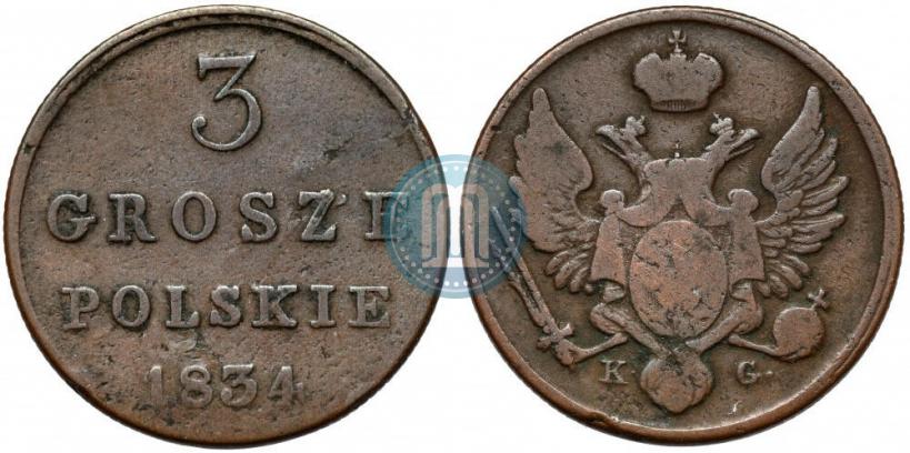 Picture 3 grosze 1834 year KG 