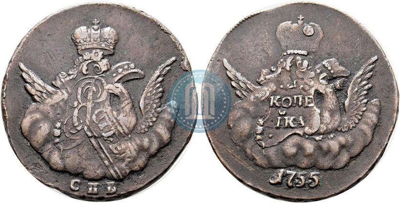Фото 1 копейка 1755 года СПБ 