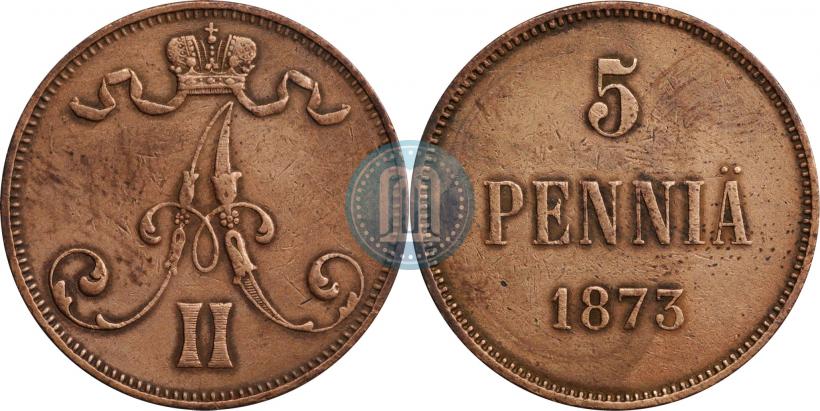 Фото 5 пенни 1873 года  