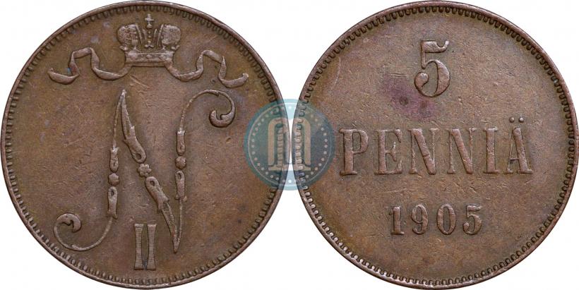 Picture 5 pennia 1905 year  