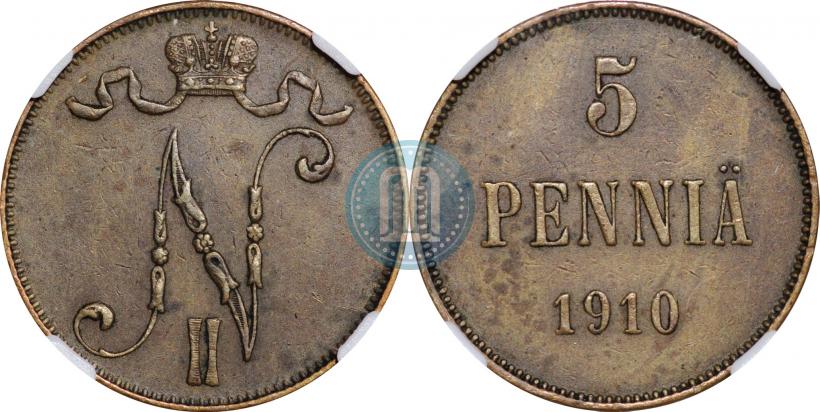 Picture 5 pennia 1910 year  