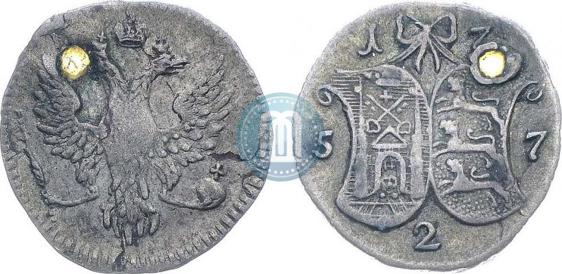 Фото 2 копейки 1757 года  "Ливонез"