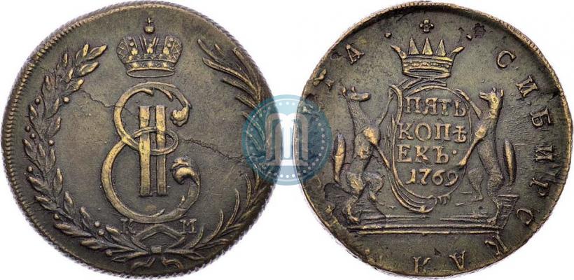 Фото 5 копеек 1769 года КМ 