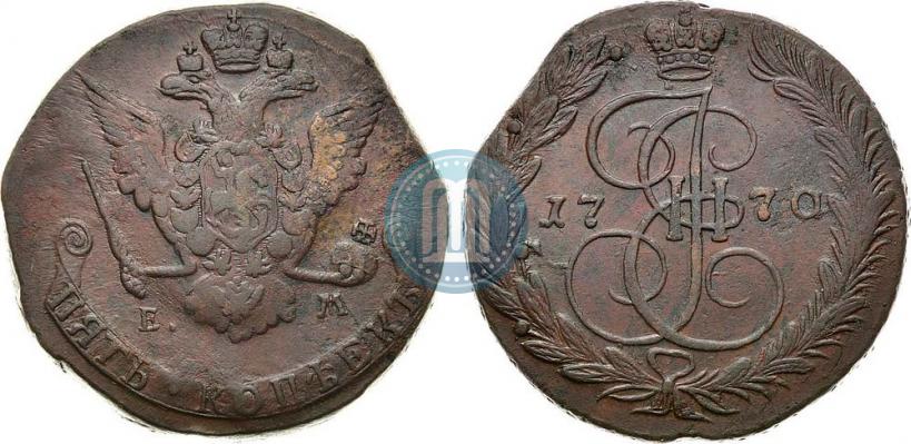 Picture 5 kopecks 1770 year ЕМ 