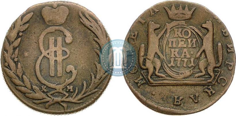 Picture 1 kopeck 1771 year КМ 