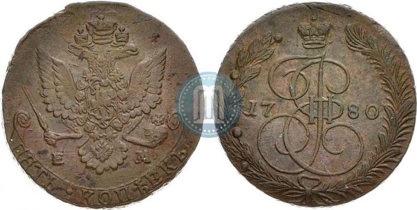 Фото 5 копеек 1780 года ЕМ 