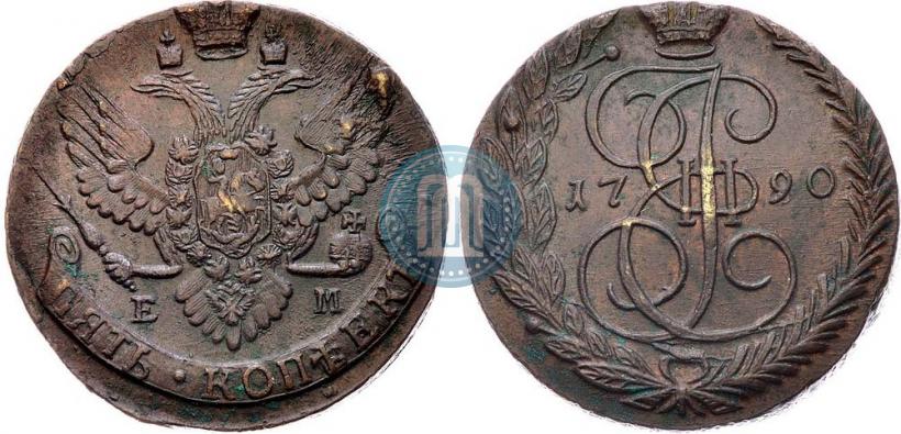 Фото 5 копеек 1790 года ЕМ 