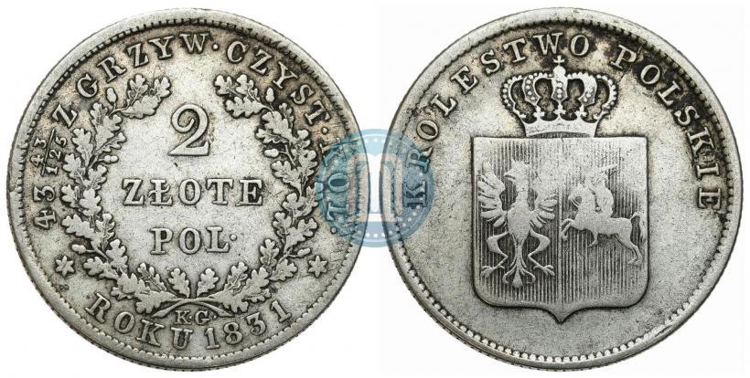Picture 2 złote 1831 year KG "Polish uprising"
